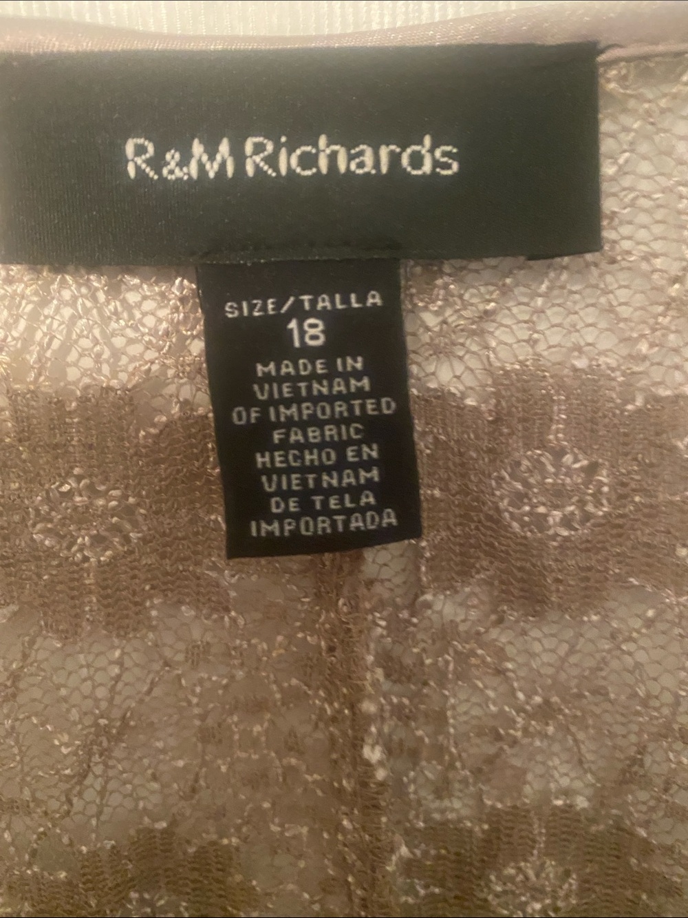 R&M Richards Blush Taupe Lace Beaded Two-Piece Evening Gown - Picture 2 of 4